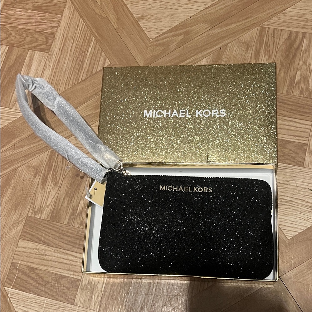 Michael Kors Black and Gold Wristlet